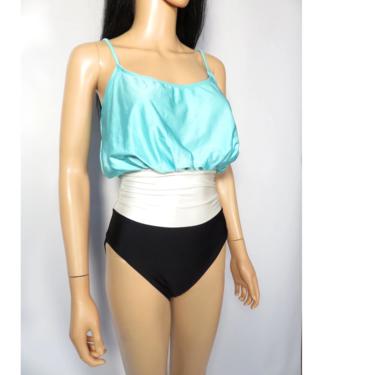 Vintage 80s Cole Of California 3 Teir Colorblock One Piece Swimsuit Made In USA Size 8 M 