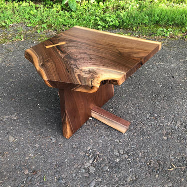 Mid Century Modern Side Table / Accent Table / Live Edge / Natural Edge / Wood Stool / George Nakashima / Danish Modern 