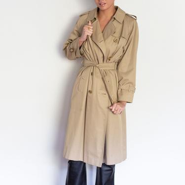 BURBERRY Vintage Classic Taupe Nova Check Lined Trench Coat Haymarket Backroom Clothing Los Angeles CA