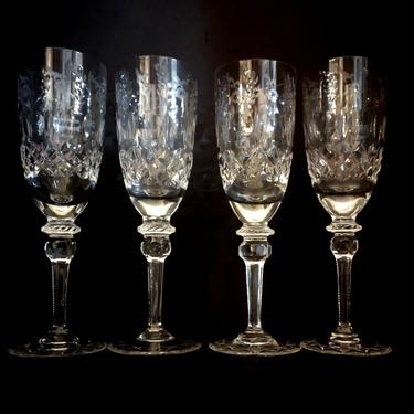 4 Vintage Rogaska Gallia Fluted Champagne Glasses 