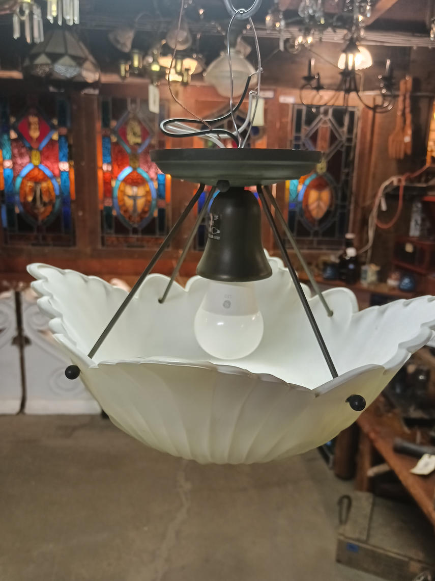 Pretty opaque flower shape glass shade semi flush light Earthwise