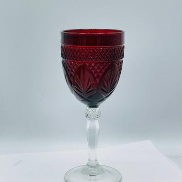 Vintage  8&quot; Wine Goblets  Ruby Red Goblet by Crystal D' Arques Durand-- holiday ready 