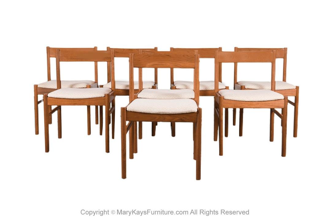 8 Teak Dining Chairs Mid Century Scandinavian Mary Kay's Furniture