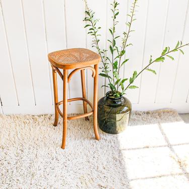 Unique Hand Caned Josef Hoffman/Thonet Style Bentwood and Cane Stool 