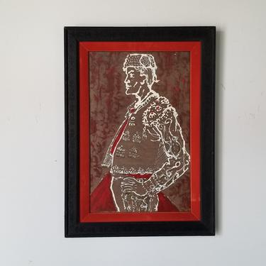 Vintage Figurative Bullfighter Abstract Painting 