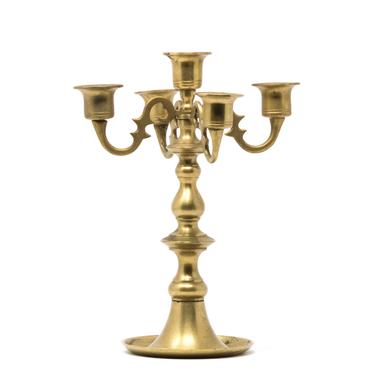 Vintage Brass Candelabra, 5 Arm Taper Candle Holder 