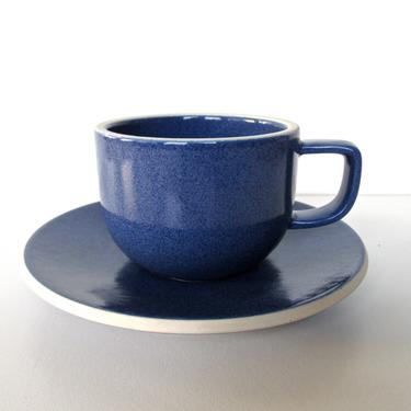 Vintage Sasaki Colorstone Cup and Saucer In Sapphire Blue, Massimo Vignelli Post Modern Cup And Saucer, Minimalist Coffee Cups 