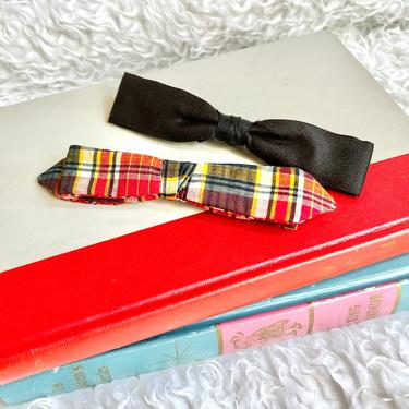 Rockabilly Swing Vintage 50s Bow Tie, Set 2, Clip On, Skinny, Dapper 