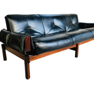 Percival Lafer Brasilian Rosewood Leather Sofa 
