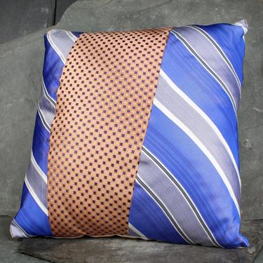 Necktie Pillow, One of a Kind Up-Cycled - 10&amp;quot;x10&amp;quot; Pillow Made from Up-Cycled Vintage Silk Ties - Pillow Form Included | FREE SHIPPING 
