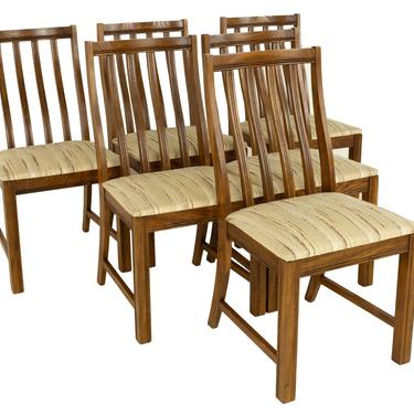 Lane First Edition Style Keller Mid Century Walnut Dining Chairs - Set of 6 - mcm 