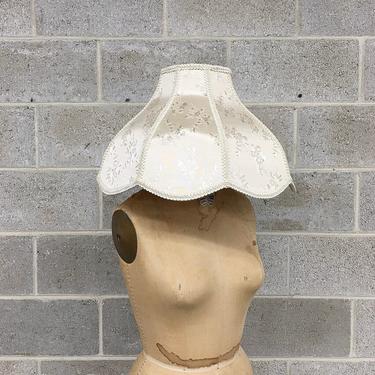 Vintage Lamp Shade Retro 1980s Victorian Style + Bell Shape + Ivory + Cream + Floral + Scalloped + Mood Lighting + Home Decor 