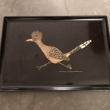 Roadrunner Design Large Couroc Resin Tray With Brass And Wood Inlay 