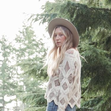 Vintage Crochet Blouse. Mexican Blouse. Granny Square shops Blouse