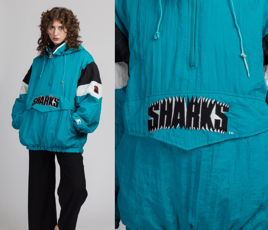 90's San Jose Sharks Starter Script NHL Hooded Sweatshirt Size XL – Rare  VNTG