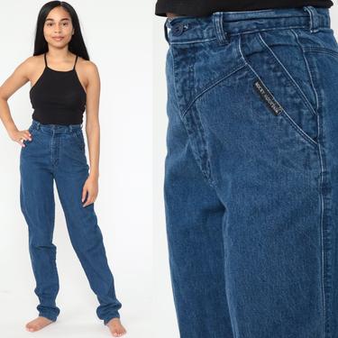 XS- Small Vintage Flap Jeans : 24 Rocky Mountain Jeans High Waist Tapered  Denim Pants 1980s 1990s