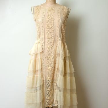 1920s Embroidered Mesh Dress 