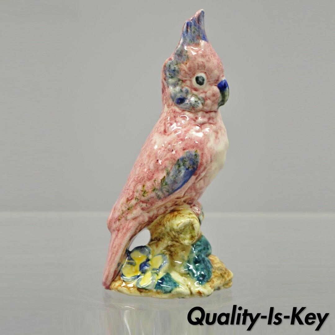 California Pottery Pink Double Cockatoo Parrot Bird Figurine Vintage 1950's on sale