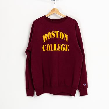 Vintage Boston College Sweatshirt - Extra Large | 90s Champion Unisex Maroon &amp; Gold Collegiate Pullover 