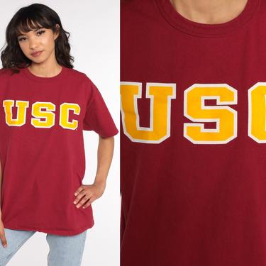 USC Shirt University Southern California Shirt College Tshirt 90s University Graphic T Shirt Vintage Burgundy Large 