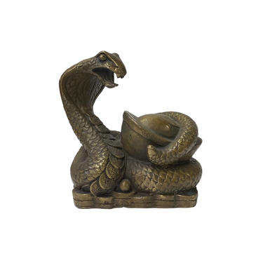 Chinese Oriental Bronze Color Metal Fengshui Snake Ingot Figure ws1458E 