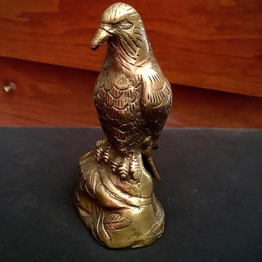 Vintage Brass Bird Desktop Statue Paperweight by BellewoodDesignGoods