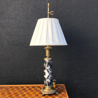Ceramic \u201cMarble\u201d Pattern Brass Lamp