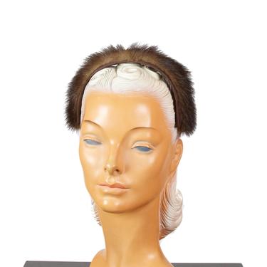 1950s Headband ~ Brown Mink Headband Headpiece 