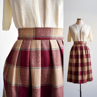 Vintage Maroon Plaid Wool Pendleton Skirt 