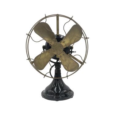 Antique General Electric 13 in. 3 Speed Fan with Brass Cage &#038; Blade