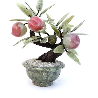 Vintage Genuine Jade Stone Bonsai Peach Tree | 11" | Electric Marigold -  Los Angeles, CA | ATTIC
