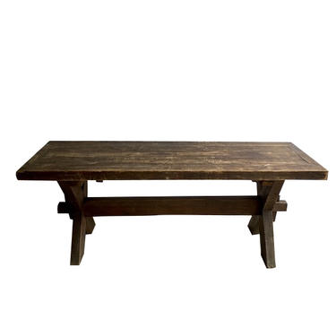 Oak Trestle Table with Brown Finish