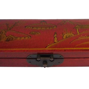 Chinese Oriental Red Scenery Rectanuglar Decor Box cs1822E 