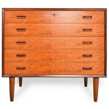 Danish Modern Mid Century Teak Five Drawer Gentleman's Chest 