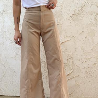 Vintage 70's Angel's Flight Khaki Bell Bottom High Waisted Pants 