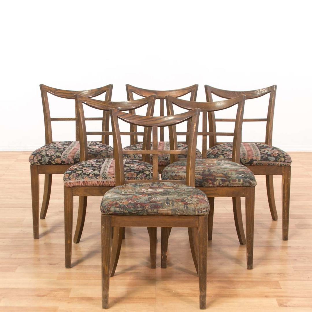 Set Of 6 Mid Century Upholstered Dining Chairs Loveseat (Los Angeles