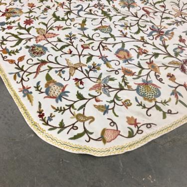 Vintage Bedspread Retro 1970s King Size + 108x 87 + Embroidered + Crewel + Floral Print + Tapestry + Bohemian Style + Bedding + Home Decor 