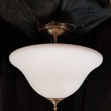 Vintage Style Semi Flush Light with Frosted Milkglass Shade