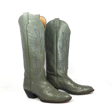 Nocona Cowboy Boots Vintage 1980s Gray Tall Men’s size 5 1/2 B 