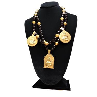 Black Jade with Antique Brass Charms Statement Necklace 