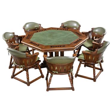 Romweber Viking Oak 7-Player Poker Table Set 