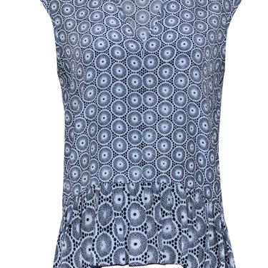 Tibi - Light Blue Circle Patterned Silk Peplum Top Sz 6