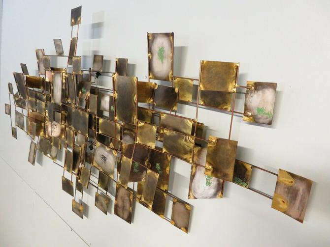 Vtg 1969 CURTIS JERE "LABYRINTH" WALL SCULPTURE Welded Metal Art