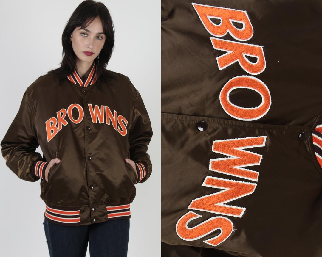 Cleveland Browns Starter Zip Snap Jacket Coat Windbreaker Hooded