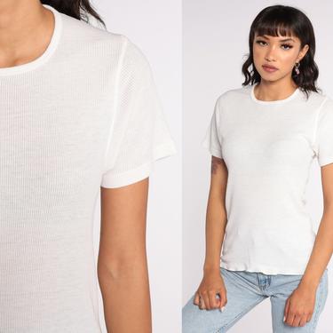 White Thermal Shirt 80s Short Sleeve Jockey Undershirt 1980s Under Shirt T Shirt Underwear Retro Tee Layer Vintage Medium 