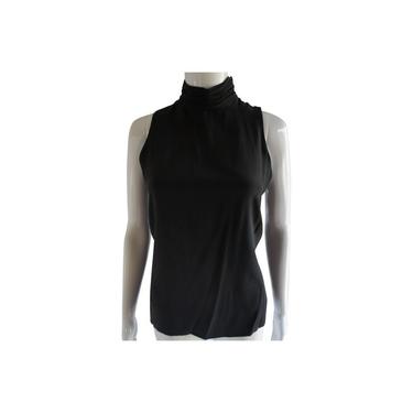Julie Francis Silhouettes Black Silk High Neck Sleeveless Blouse 