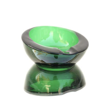 Vintage Mid Century Modern Viking Glass Orb Ashtray Green Individual outlet