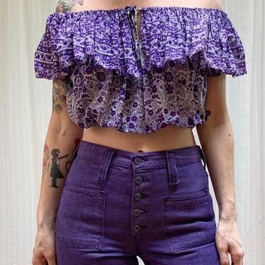 Vintage 70s Indian Gauze Cropped Top 