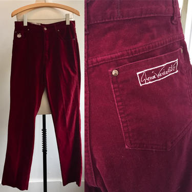 Wine Straight Leg Velvet Jeans