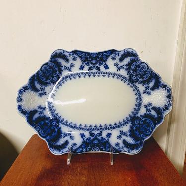 Antique Johnson Brothers Florida Flow Blue Serving Platter 